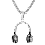 U7 Music Necklace Headphone Charm Pendant & Chain Stainless Steel Gold Color Hiphop Rock Jewelry For Men/Women Gift P867