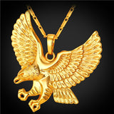 U7 Eagle Necklace Men Jewelry Trendy Gold Color Wholesale Animal Hawk Wing Charm Pendant Necklace  P820