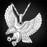 U7 Eagle Necklace Men Jewelry Trendy Gold Color Wholesale Animal Hawk Wing Charm Pendant Necklace  P820