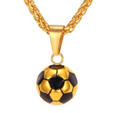 U7 Soccer Necklaces Men Jewelry Gold Color Stainless Steel Fitness Football Sport Pendant & Chain Fathers Day Gifts For Dad P918