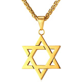 U7 Jewish Magen Star of David Necklace Men/Women Bat Mitzvah Gift Israel Judaica Hebrew Jewelry Hanukkah Pendant Gold Color P723