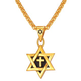 U7 Jewish Magen Star of David Necklace Men/Women Bat Mitzvah Gift Israel Judaica Hebrew Jewelry Hanukkah Pendant Gold Color P723