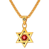 U7 Jewish Magen Star of David Necklace Men/Women Bat Mitzvah Gift Israel Judaica Hebrew Jewelry Hanukkah Pendant Gold Color P723