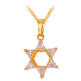 U7 Jewish Magen Star of David Necklace Men/Women Bat Mitzvah Gift Israel Judaica Hebrew Jewelry Hanukkah Pendant Gold Color P723