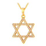 U7 Jewish Magen Star of David Necklace Men/Women Bat Mitzvah Gift Israel Judaica Hebrew Jewelry Hanukkah Pendant Gold Color P723
