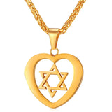 U7 Jewish Magen Star of David Necklace Men/Women Bat Mitzvah Gift Israel Judaica Hebrew Jewelry Hanukkah Pendant Gold Color P723