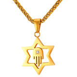 U7 Jewish Magen Star of David Necklace Men/Women Bat Mitzvah Gift Israel Judaica Hebrew Jewelry Hanukkah Pendant Gold Color P723