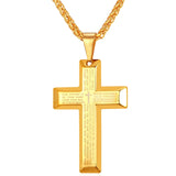 U7 Big Cross Necklaces Black/Gold Color Stainless Steel Bible Cross Pendant & Chain For Men Hip Hop Jewelry Christmas Gift P868