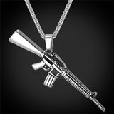 U7 Necklaces Pendants Gold Color Stainless Steel M16 Rifle Charm Necklace American Military Army Style Hip Hop Men Jewelry P732