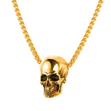 U7 Halloween Jewelry Skull Necklace Stainless Steel Gothic Biker Pendant & Chain For Men/Women Punk Gift Gold/Black Color P1133