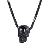 U7 Halloween Jewelry Skull Necklace Stainless Steel Gothic Biker Pendant & Chain For Men/Women Punk Gift Gold/Black Color P1133