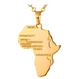 U7 Africa Necklace Gold Color Pendant & Chain African Map Hiphop Gift for Men/Women Ethiopian Jewelry Trendy Wholesale P544