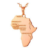 U7 Africa Necklace Gold Color Pendant & Chain African Map Hiphop Gift for Men/Women Ethiopian Jewelry Trendy Wholesale P544