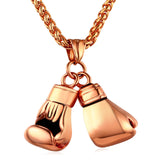 U7 Men Necklace Gold Color Stainless Steel Hip Hop Chain Pair Boxing Glove Pendant Charm Fashion Sport Fitness Jewelry Wholeslae