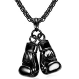 U7 Men Necklace Gold Color Stainless Steel Hip Hop Chain Pair Boxing Glove Pendant Charm Fashion Sport Fitness Jewelry Wholeslae