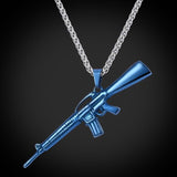 U7 Necklaces Pendants Gold Color Stainless Steel M16 Rifle Charm Necklace American Military Army Style Hip Hop Men Jewelry P732