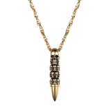 U7 Bullet Skull Necklace for Men Punk Rock Biker Stainless Steel Jewelry Choker Accessories with 55cm Water-wave Chain P1121