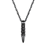 U7 Bullet Skull Necklace for Men Punk Rock Biker Stainless Steel Jewelry Choker Accessories with 55cm Water-wave Chain P1121
