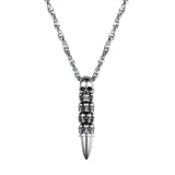 U7 Bullet Skull Necklace for Men Punk Rock Biker Stainless Steel Jewelry Choker Accessories with 55cm Water-wave Chain P1121