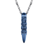 U7 Bullet Skull Necklace for Men Punk Rock Biker Stainless Steel Jewelry Choker Accessories with 55cm Water-wave Chain P1121