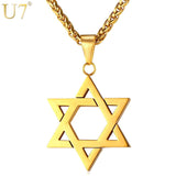 U7 Jewish Magen Star of David Necklace Men/Women Bat Mitzvah Gift Israel Judaica Hebrew Jewelry Hanukkah Pendant Gold Color P723