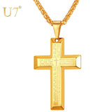 U7 Big Cross Necklaces Black/Gold Color Stainless Steel Bible Cross Pendant & Chain For Men Hip Hop Jewelry Christmas Gift P868