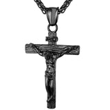 U7 INRI Crucifix Jesus Piece Stainless Steel Pendant & Necklace for Men Catholic Religious Cross Gold Hip-hop Jewelry Gifts P624