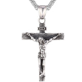 U7 INRI Crucifix Jesus Piece Stainless Steel Pendant & Necklace for Men Catholic Religious Cross Gold Hip-hop Jewelry Gifts P624